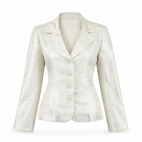 Le Suit Women Ivory Jacquard Blazer Size 8 Tailored Long Sleeve