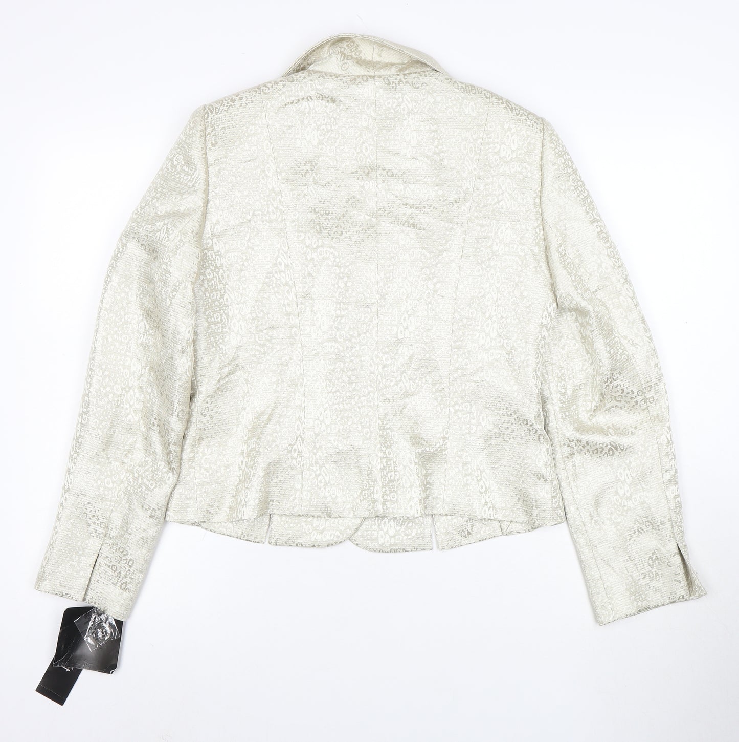 Le Suit Women Ivory Jacquard Blazer Size 8 Tailored Long Sleeve