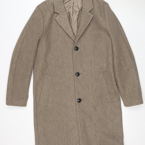 Topman Unisex Brown Wool Blend Long Overcoat M Classic Style