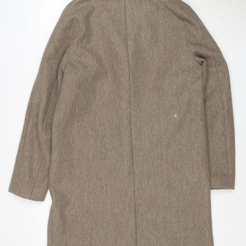 Topman Unisex Brown Wool Blend Long Overcoat M Classic Style