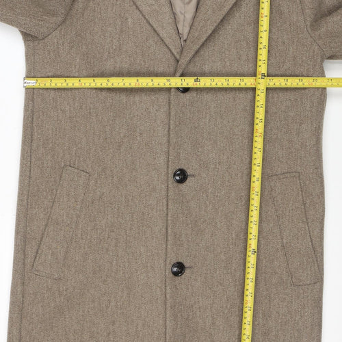 Topman Unisex Brown Wool Blend Long Overcoat M Classic Style
