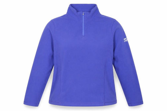Front view of North Cape women’s blue, size UK 12, fleece 1/2 zip pullover sweatshirt