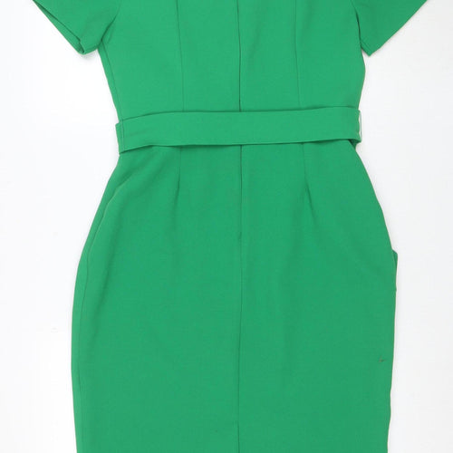 Warehouse Women Green Off Shoulder Sheath Knee Dress Size 12