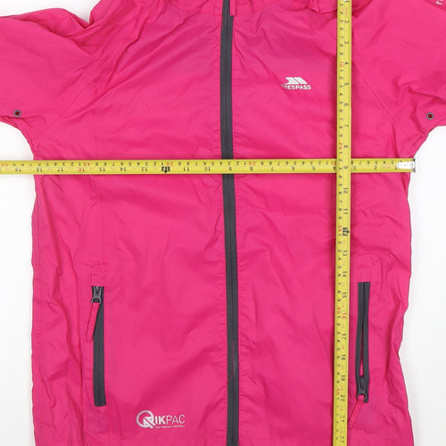 Trespass Girls Pink Waterproof Hooded Rain Coat Jacket 11-12 Years