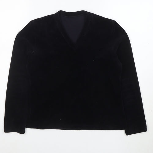 Marks and Spencer Women’s Black Velvet V-Neck Long Sleeve Blouse Size 16