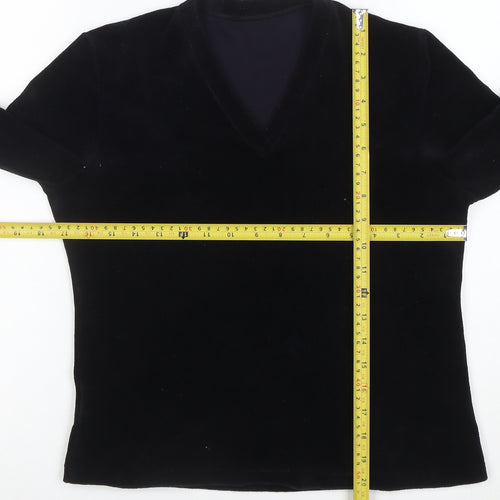 Marks and Spencer Women’s Black Velvet V-Neck Long Sleeve Blouse Size 16