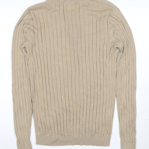 ASOS Men’s Beige Cotton Mock Neck 1/2 Zip Jumper M