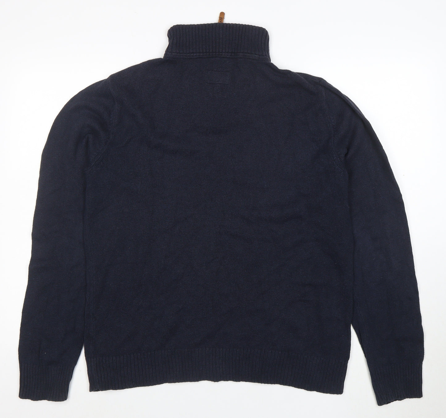 FatFace Men's Blue High Neck 1/2 Zip Cotton Cashmere Jumper M