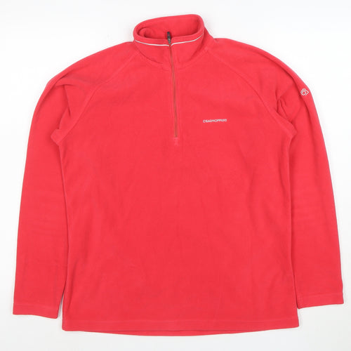 Craghoppers Women Red Fleece 1/4 Zip Pullover Sweatshirt UK 12