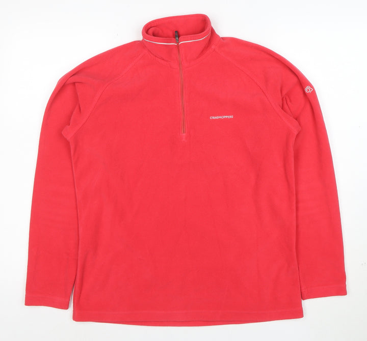 Craghoppers Women Red Fleece 1/4 Zip Pullover Sweatshirt UK 12