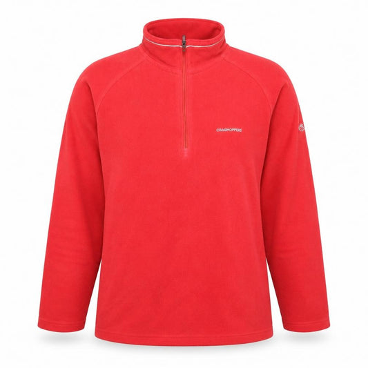 Front view of Craghoppers Women Red Fleece 1/4 Zip Pullover Sweatshirt UK 12