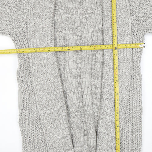 Cotton Traders Women’s Grey Marl Cable-Knit Longline Cardigan Size 16