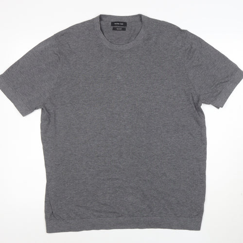 Massimo Dutti Men's Grey XL Cotton Crew Neck T-Shirt