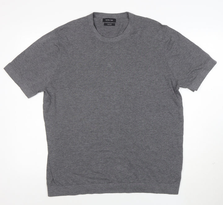Massimo Dutti Men's Grey XL Cotton Crew Neck T-Shirt