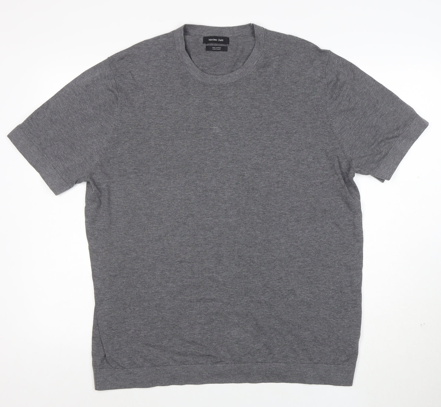 Massimo Dutti Men's Grey XL Cotton Crew Neck T-Shirt