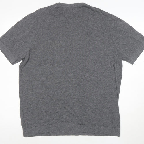 Massimo Dutti Men's Grey XL Cotton Crew Neck T-Shirt