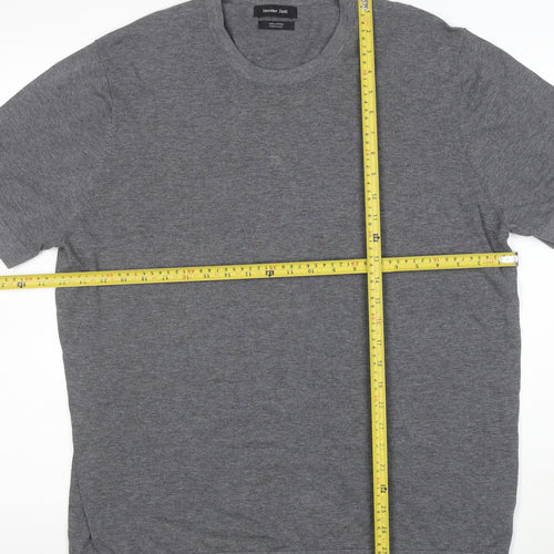 Massimo Dutti Men's Grey XL Cotton Crew Neck T-Shirt
