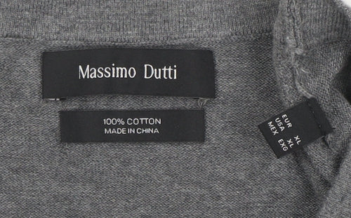 Massimo Dutti Men's Grey XL Cotton Crew Neck T-Shirt