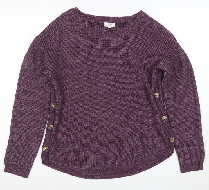 Fat Face Womens Purple Button Side Crew Neck Jumper M