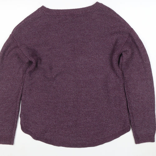 Fat Face Womens Purple Button Side Crew Neck Jumper M