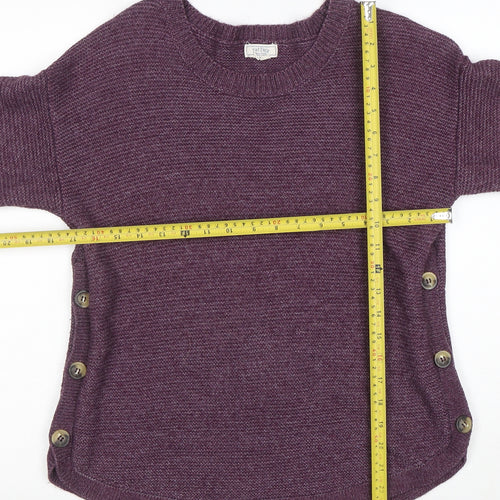 Fat Face Womens Purple Button Side Crew Neck Jumper M