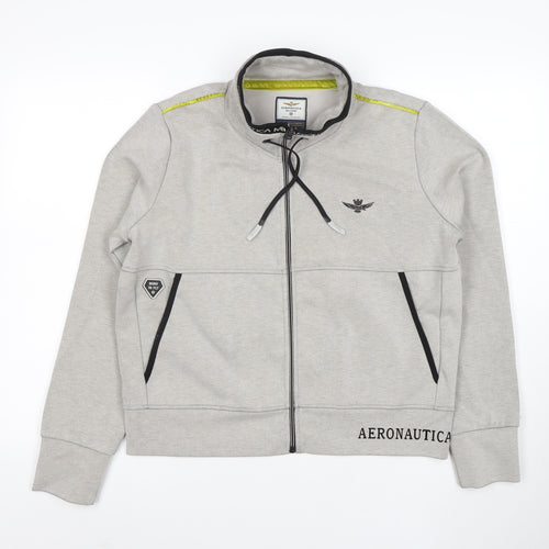 Aeronautica Militare Women’s Grey Full Zip Sweatshirt L Logo Design