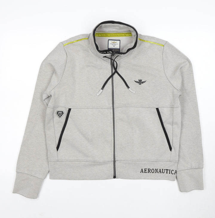 Aeronautica Militare Women’s Grey Full Zip Sweatshirt L Logo Design