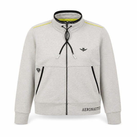 Front view of Aeronautica Militare Women’s Grey Full Zip Sweatshirt L Logo Design