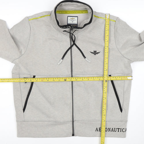 Aeronautica Militare Women’s Grey Full Zip Sweatshirt L Logo Design