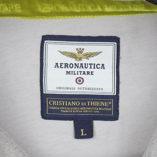 Aeronautica Militare Women’s Grey Full Zip Sweatshirt L Logo Design