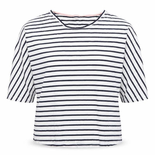 Boden Women’s Blue White Striped 3/4 Sleeve Cotton Modal T-Shirt UK 10