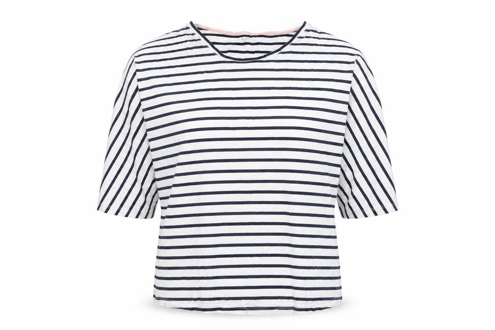 Boden Women’s Blue White Striped 3/4 Sleeve Cotton Modal T-Shirt UK 10