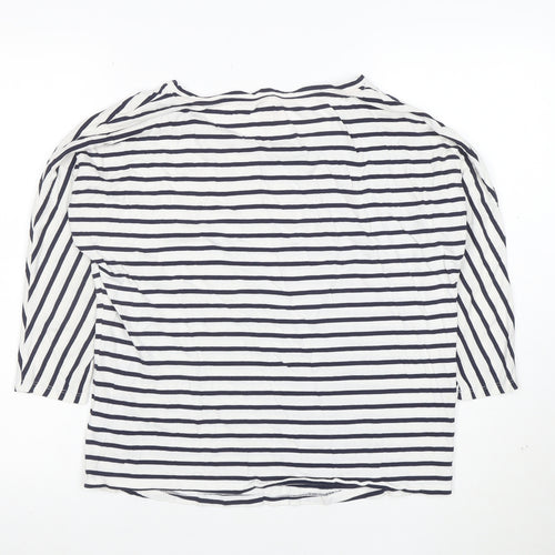 Boden Women’s Blue White Striped 3/4 Sleeve Cotton Modal T-Shirt UK 10
