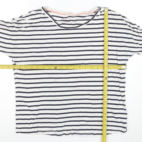 Boden Women’s Blue White Striped 3/4 Sleeve Cotton Modal T-Shirt UK 10