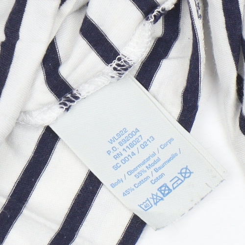 Boden Women’s Blue White Striped 3/4 Sleeve Cotton Modal T-Shirt UK 10