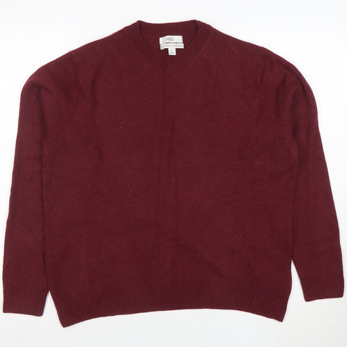 Marks and Spencer Womens Red Lambswool Crew Neck Jumper Size L