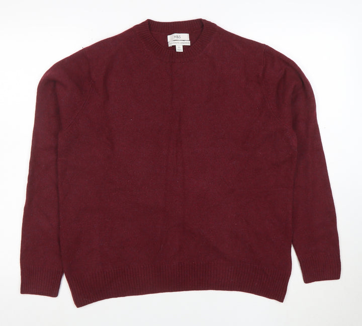 Marks and Spencer Womens Red Lambswool Crew Neck Jumper Size L