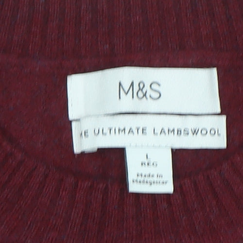 Marks and Spencer Womens Red Lambswool Crew Neck Jumper Size L