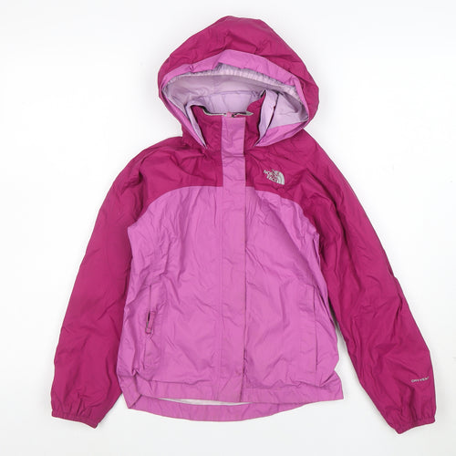 The North Face Girls Pink Waterproof Hooded Rain Coat Jacket S