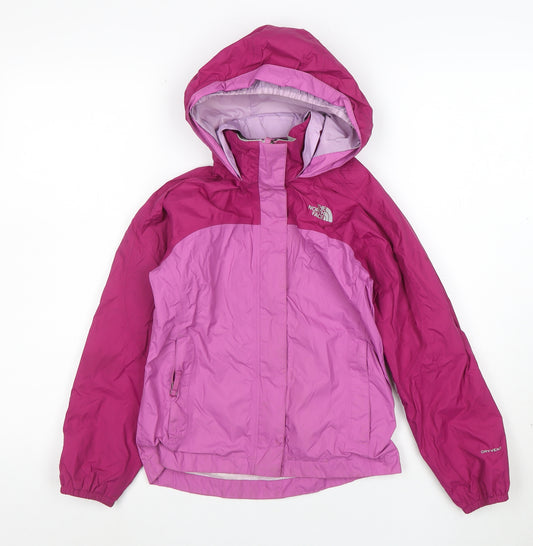 The North Face Girls Pink Waterproof Hooded Rain Coat Jacket S