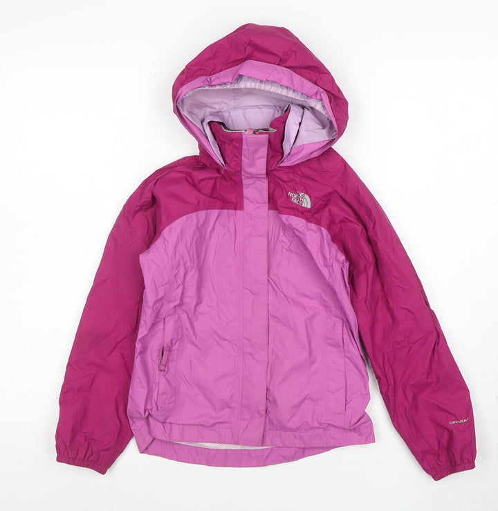 The North Face Girls Pink Waterproof Hooded Rain Coat Jacket S