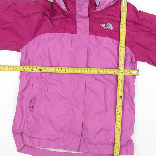 The North Face Girls Pink Waterproof Hooded Rain Coat Jacket S