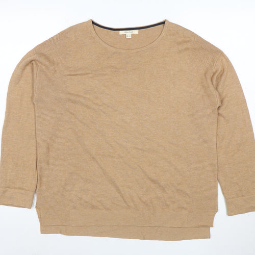 White Stuff Women's Beige Crew Neck Wool Cotton Jumper Size 12
