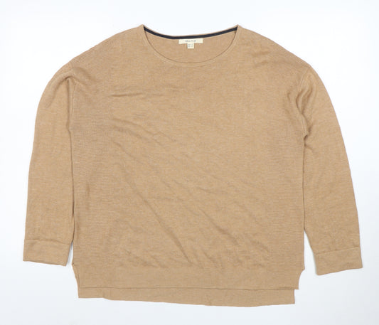 White Stuff Women's Beige Crew Neck Wool Cotton Jumper Size 12