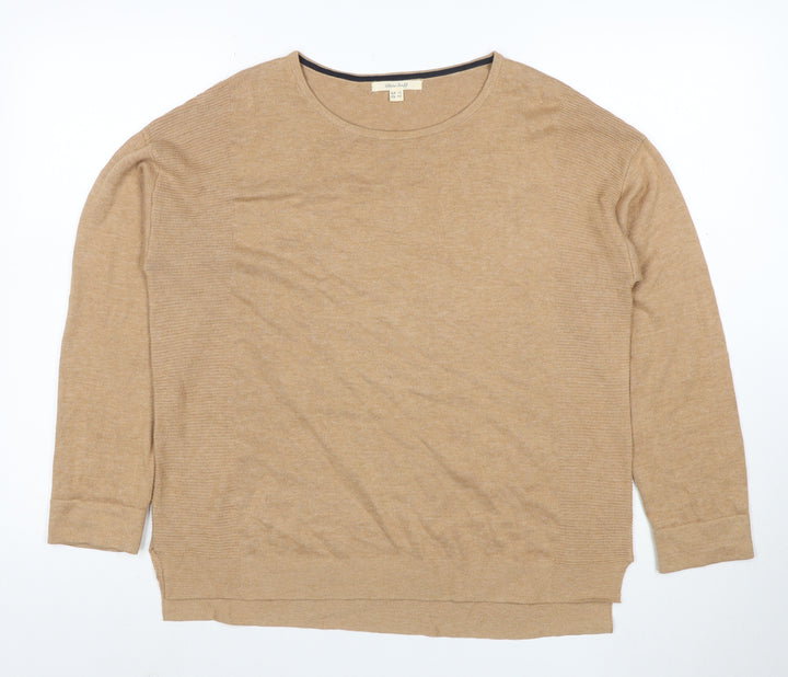 White Stuff Women's Beige Crew Neck Wool Cotton Jumper Size 12
