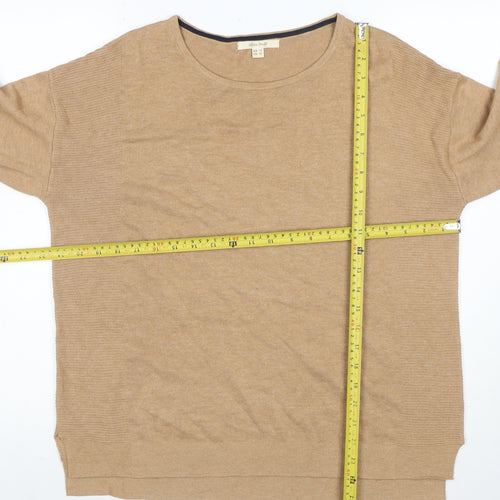 White Stuff Women's Beige Crew Neck Wool Cotton Jumper Size 12