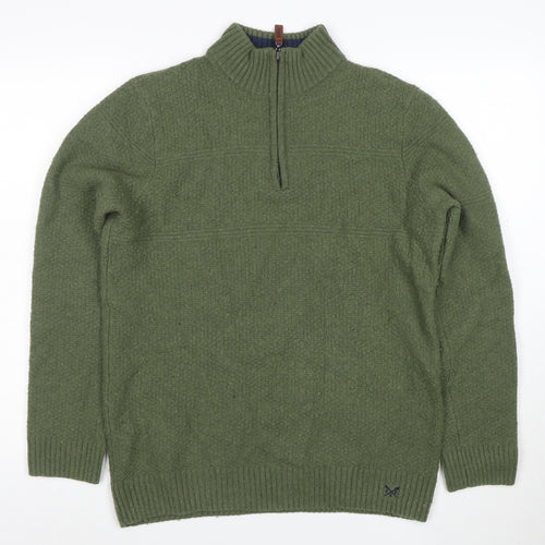 Crew Clothing Company Men’s Green Lambswool 1/4 Zip Jumper L