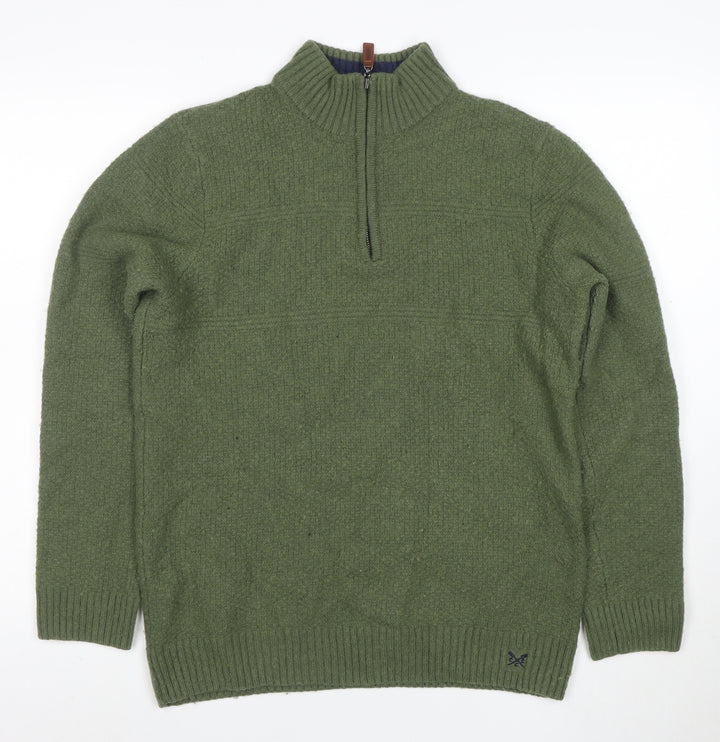 Crew Clothing Company Men’s Green Lambswool 1/4 Zip Jumper L