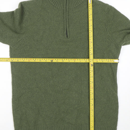 Crew Clothing Company Men’s Green Lambswool 1/4 Zip Jumper L