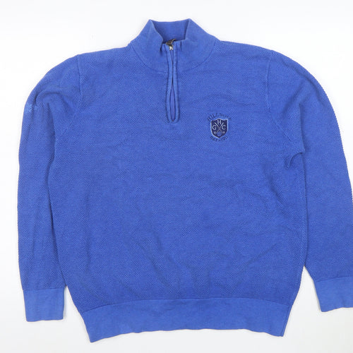 Glenmuir Men Blue Cotton 1/4 Zip Golf Jumper Size L